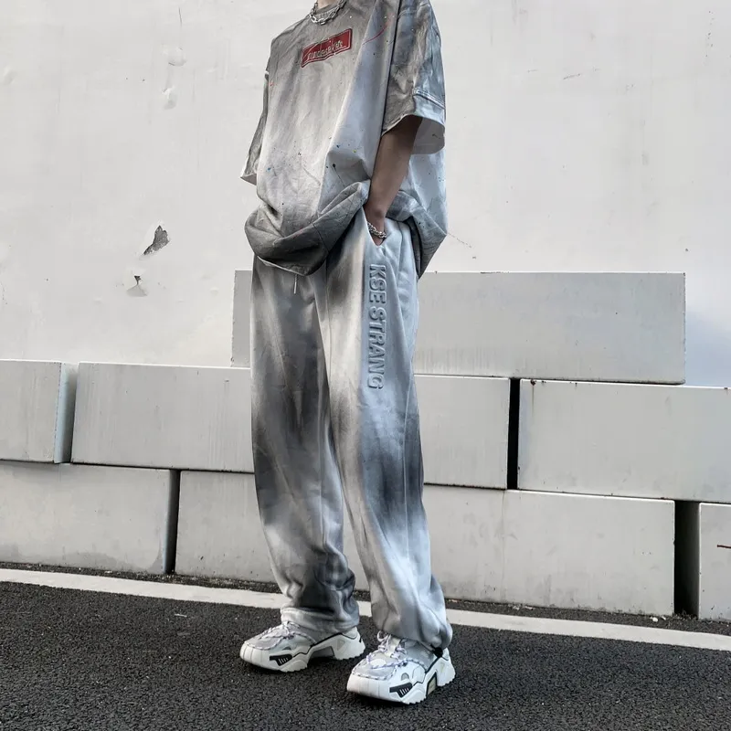Hip Hop Street Sytle Loose Straight Sweatpants-6