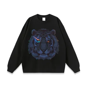Tiger Head Printed Washed Vintage Loose T shirt