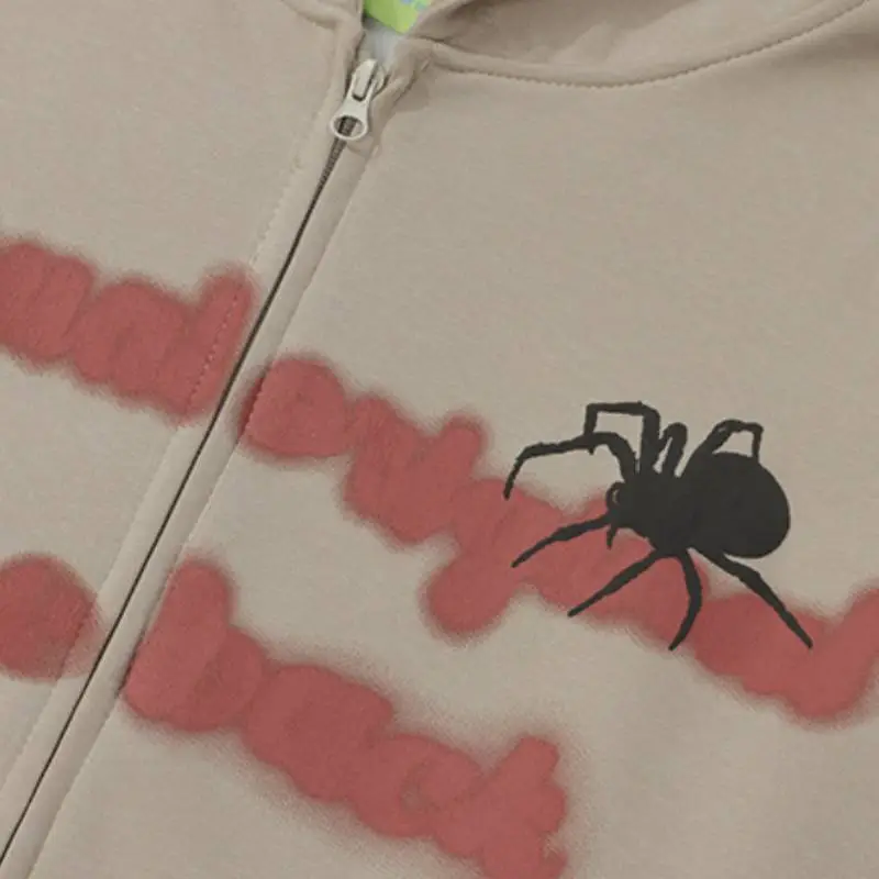 Spider Pattern Fleece Hoodie-5