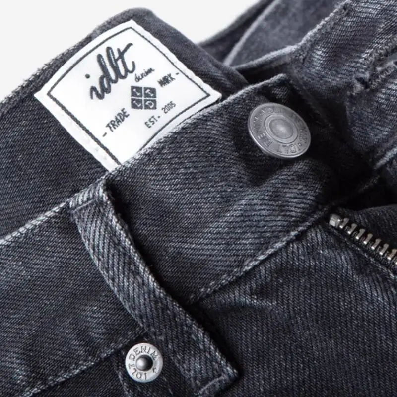 Washed Loose Straight Jeans-2