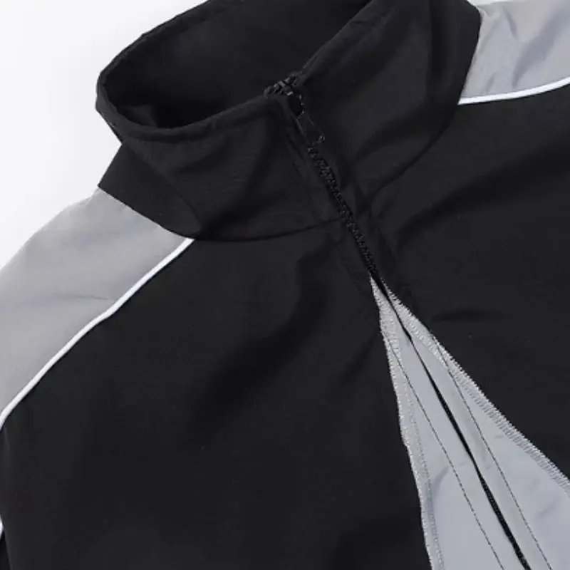 Colorblock Star Pattern Stand Collar Casual Jacket-5