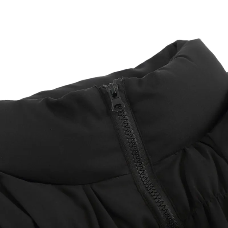 Contrast Color Stitching Collar Cotton Coat-2