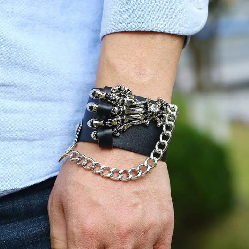 Punk Leather Bracelets Cubac-3