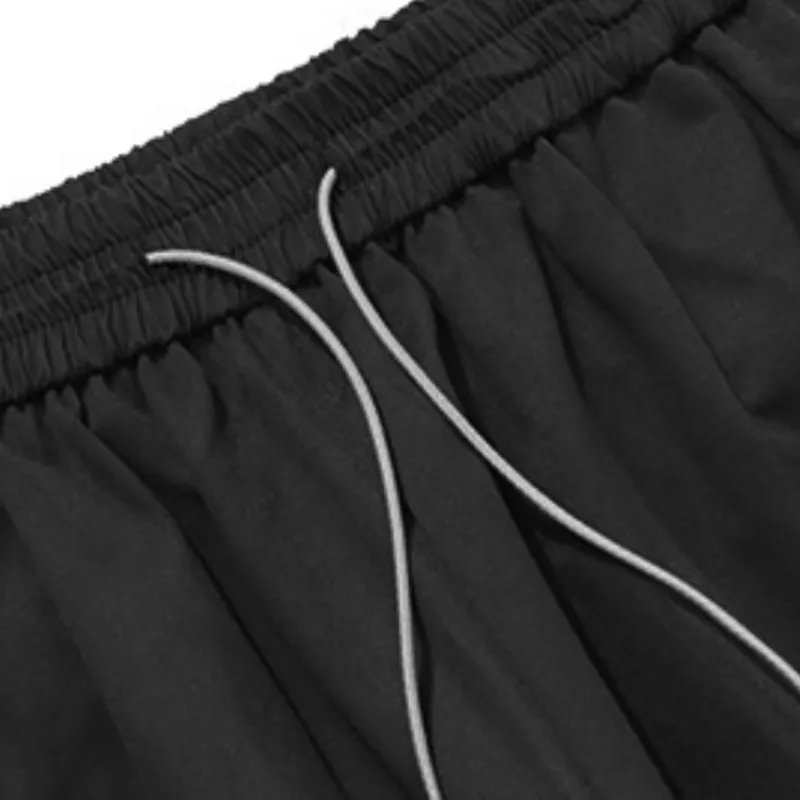 Loose Drawstring Reflective Solid Color Casual Pants-6