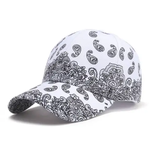 Cross-border New European And American Spring And Summer Black And White Cashew Flower Printed Baseball Cap Fashionable Men And Women Caps Sun Hat