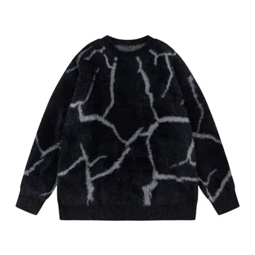 Retro Black Pattern Long Sleeve Sweater