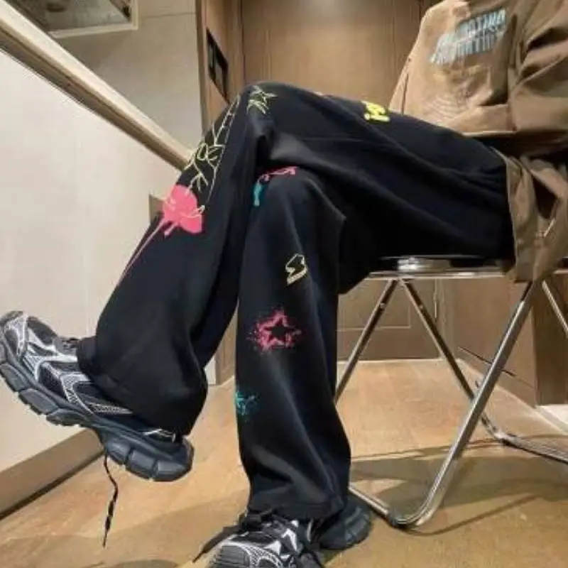 Retro Graffiti Print Casual Pants-4