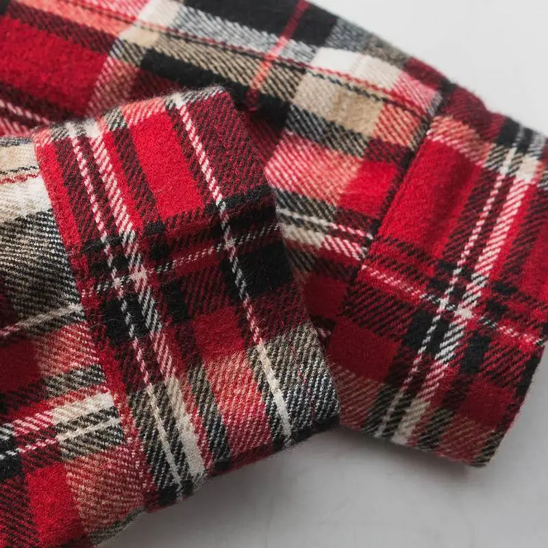 Fashion Red Plaid Long Sleeve Shirt-6