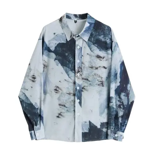 Vintage Oil Painting Tie-Dye Printed Long-Sleeved Shirt