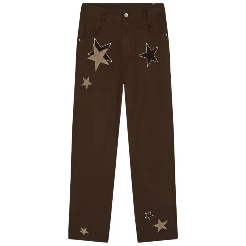 PASET Washed Star Towel Embroidered Straight Casual Pants