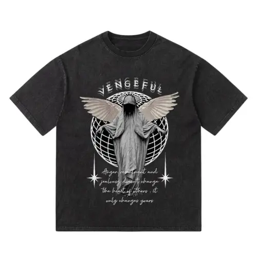 Retro Angel Print Short Sleeve T-shirt