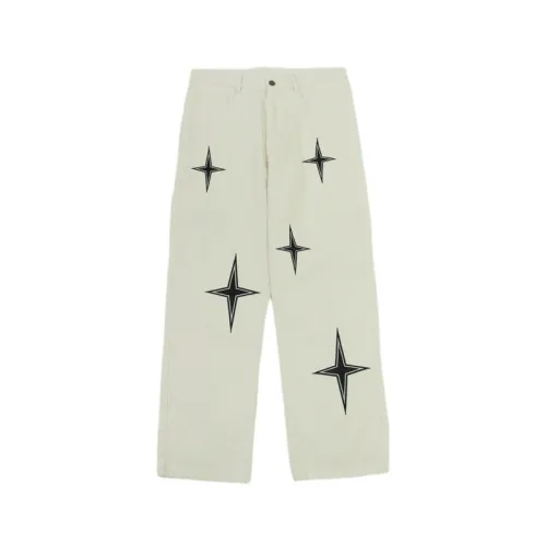 High Street Vintage Star Embroidered Casual Hiphop Loose Ins Straight Pants