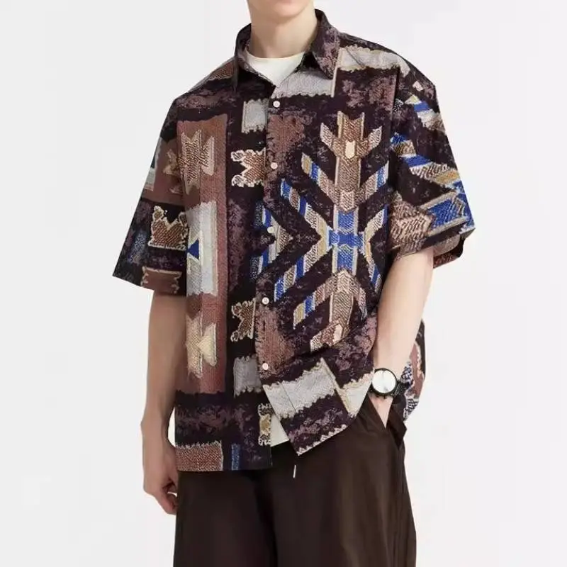 Tribal Seersucker Loose Shirt-2