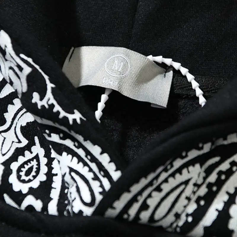 Fashion Full Print Cashew Flower Scroll Stitching Hoodie-3
