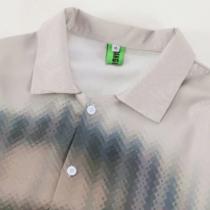 Ins Distinctive Fuzzy Print Long sleeved Shirt-2
