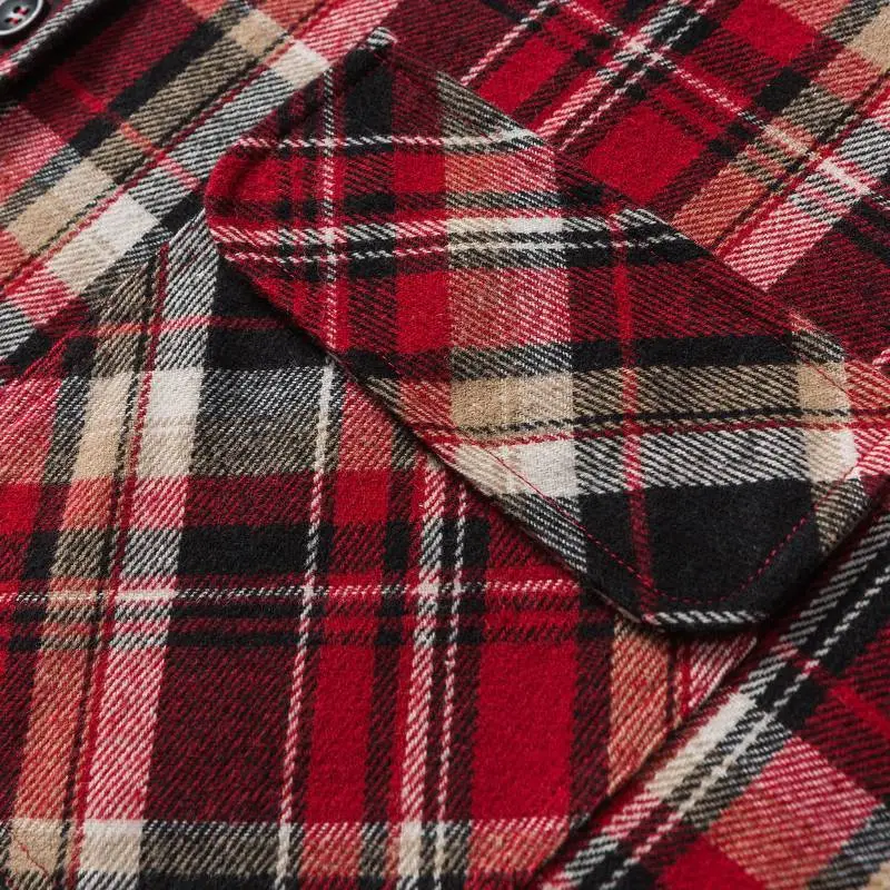 Fashion Red Plaid Long Sleeve Shirt-5