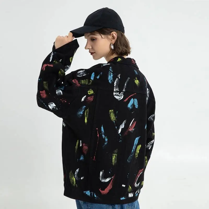 Loose Multi Pocket Splash Ink Cardigan Loose Shirt-3