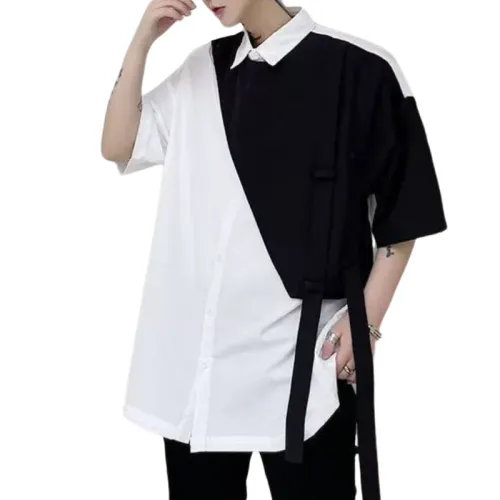 Loose Colorblock Short Sleeve Shirt