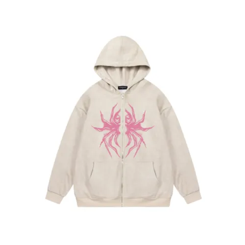 Fashion Spider Graffiti Cardigan Velvet Hooded Sweater