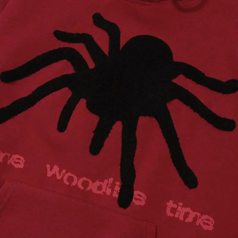 Vintage Spider Pattern Fleece Hoodie-4
