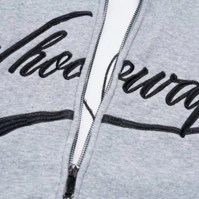 Tide Simple Letter Oversize Neutral Velvet Hooded Wear-3