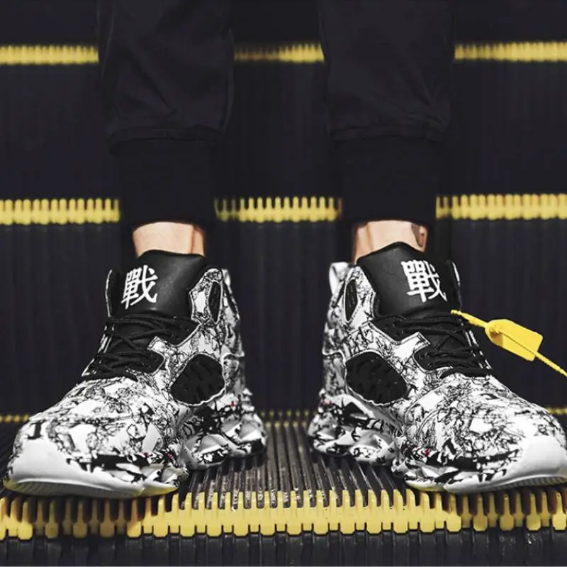 Graffiti High top Lightweight Breathable Tide Shoes-15