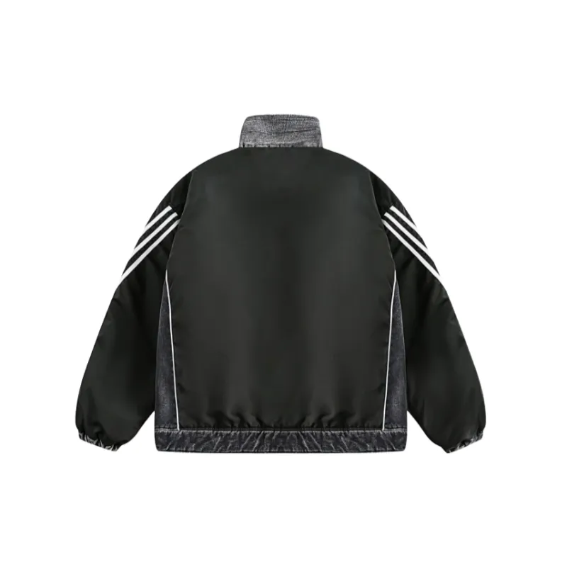 Retro Design Stitching Quilted Denim Jacket-1