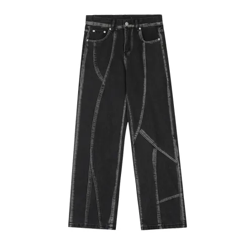 Street Irregular Split Line Jeans