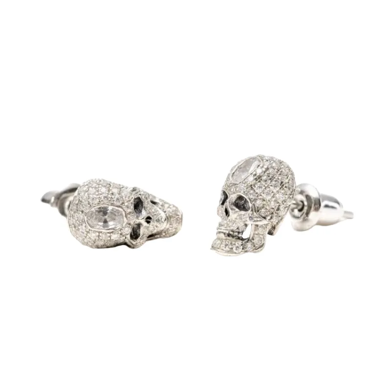 925 Sterling Silver Skull Stud Earrings-2