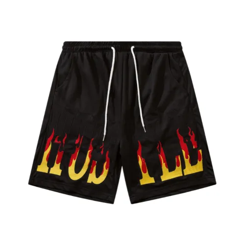 Vintage Straight Flame Embroidered Mesh Sports Shorts