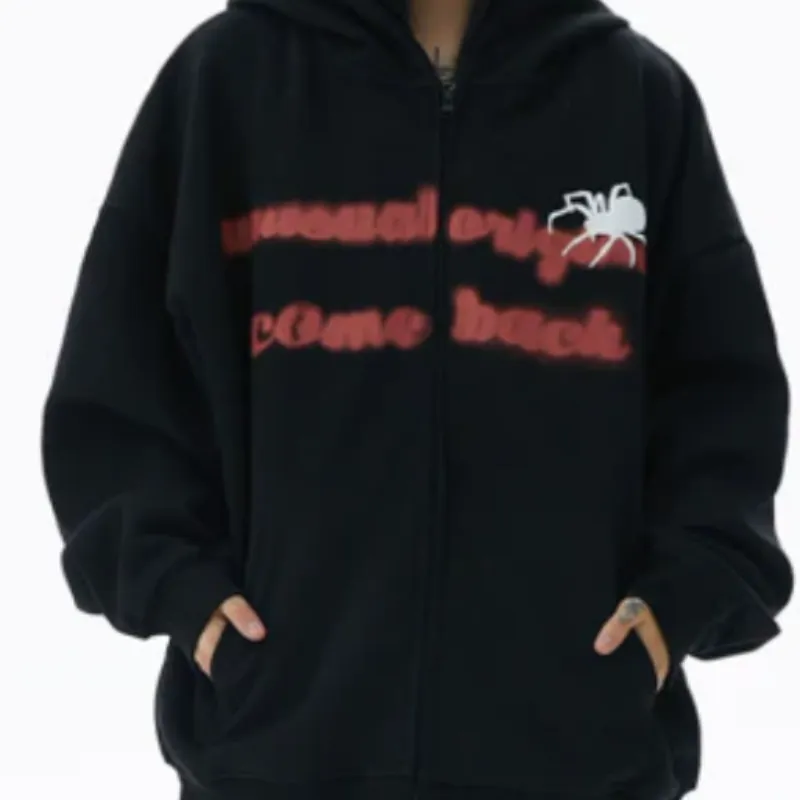 Spider Pattern Fleece Hoodie-1