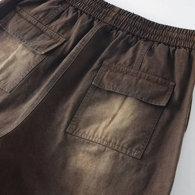 Washed Rope binding Foot Woven Logging Crowd Pants-8