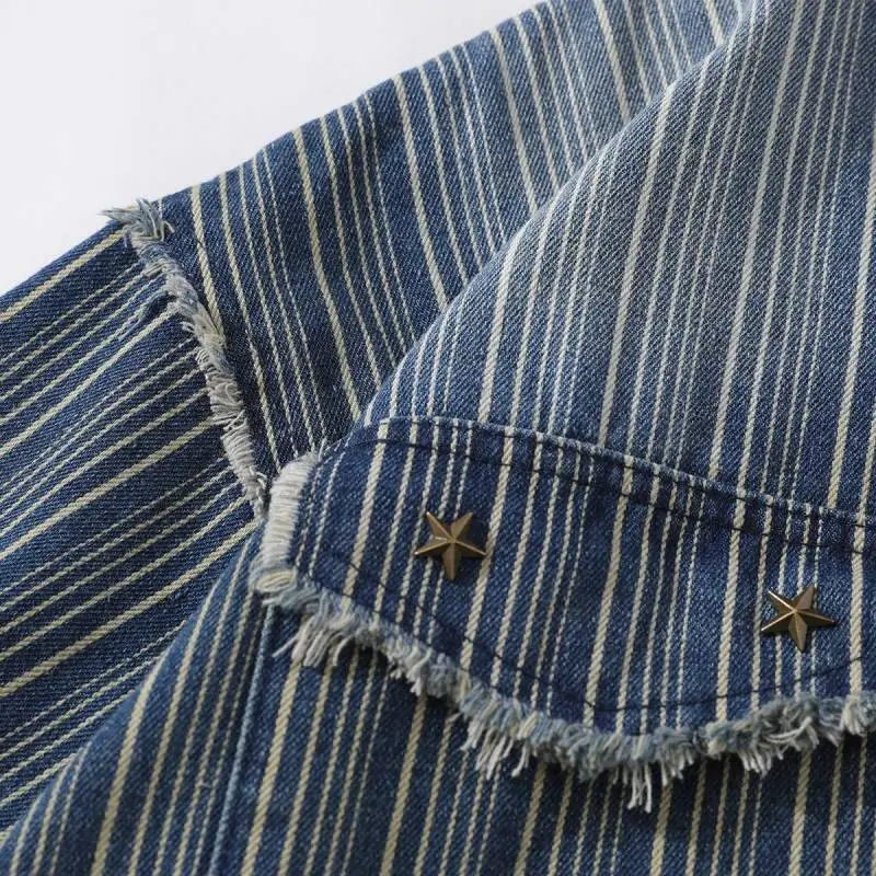 Retro Washed Fashion Denim Shirt-5