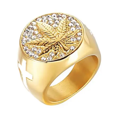 Maple Leaf Design Hip Hop Style Ring