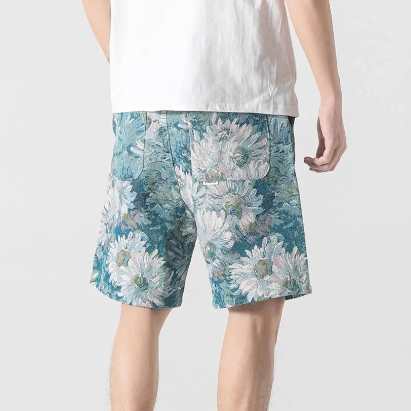 Casual Beach Loose Printed Straight Sports Pants-2
