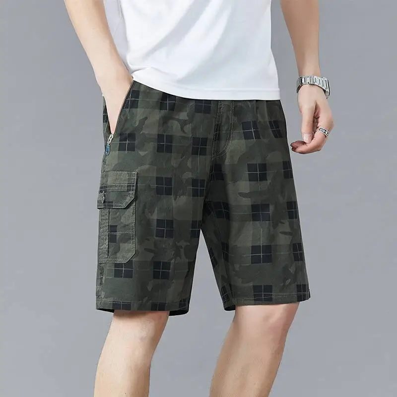 Loose Casual Camouflage Plaid Printed Large Pants-2