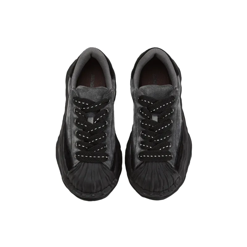 Shell Head Washed Niche Stitching Retro Thick Bottom Low top Board Shoes-9