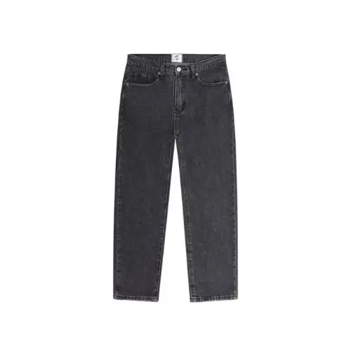 Loose Washed Gray Straight Jeans