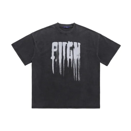 Washed Retro Spray Printed Shoulder Loosen Version Tide T-Shirt