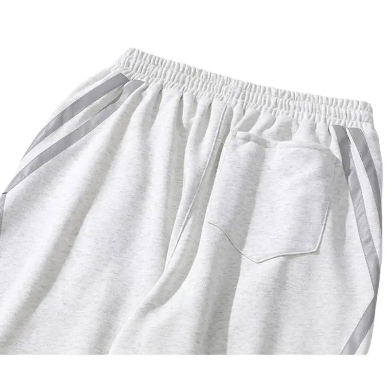 Side Stripe Zipper Straight Loose Pants-4