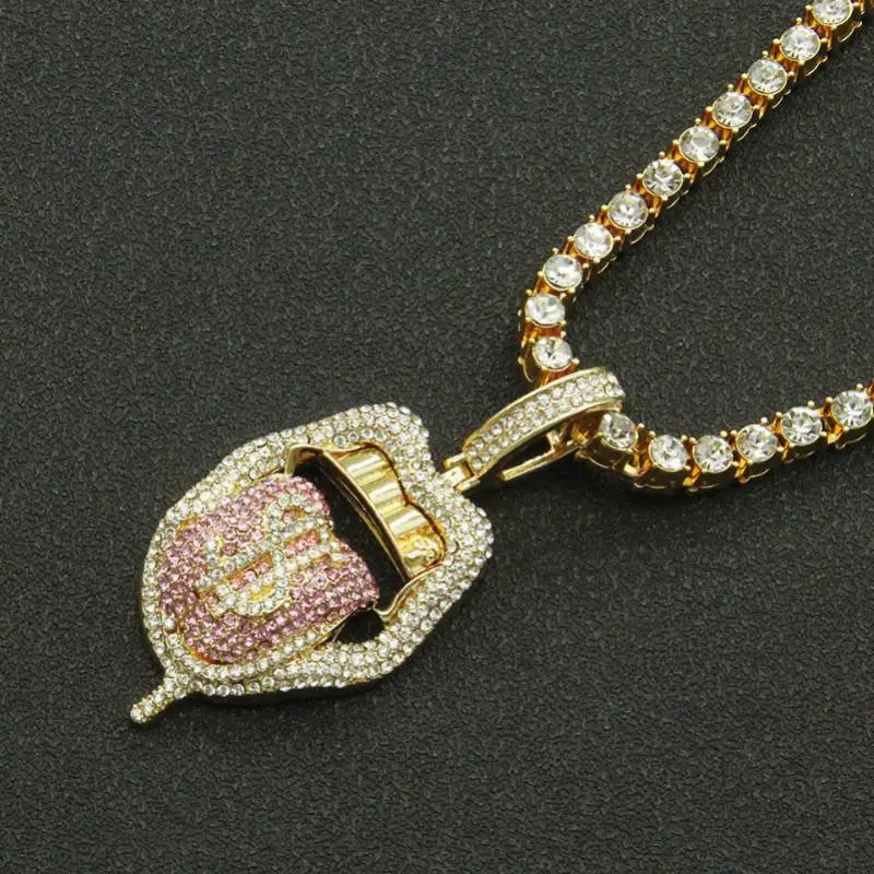Full Diamond Three Dimensional Pendant Necklace-4
