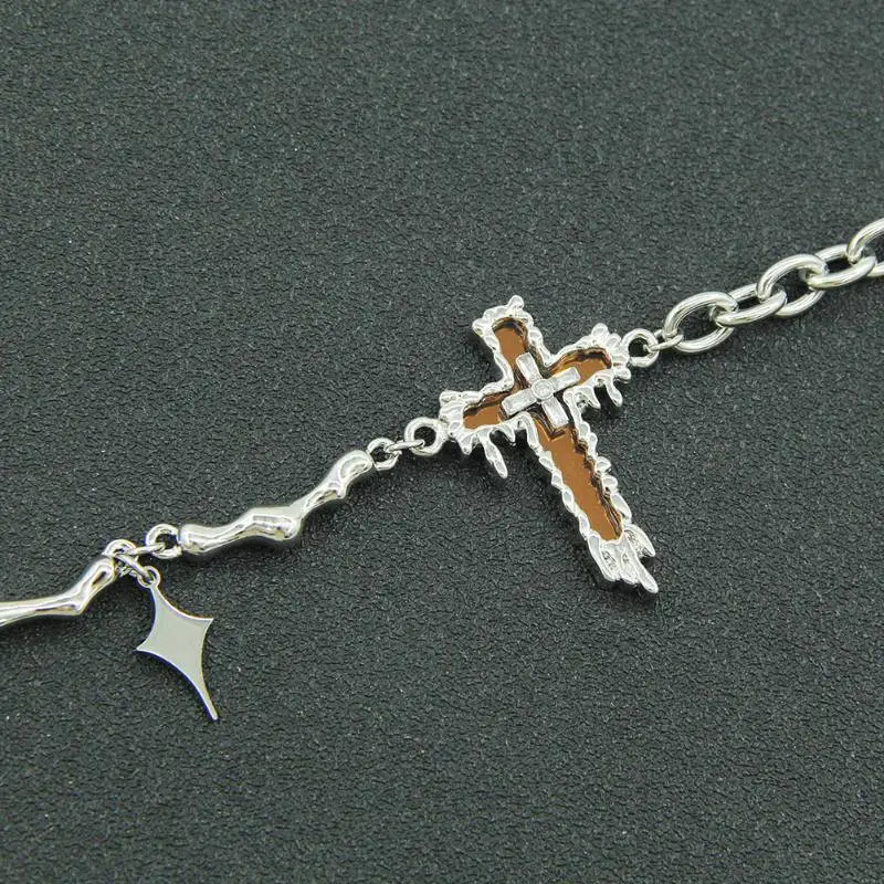 Creative Cross Pendant Splicing Necklace-3