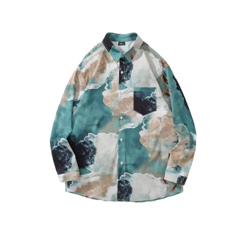 Tide Brand Retro Oil Painting Full Print Long Sleeve Shirt