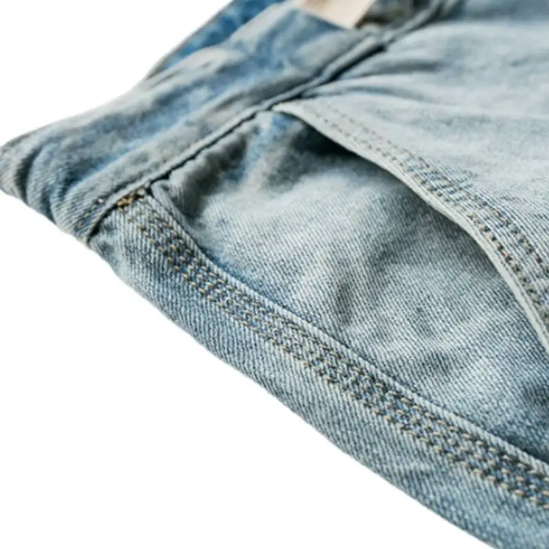 Washed Loose Straight Jeans-3