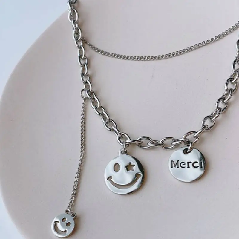 Smiley Face Tassel Pendant Necklace-3