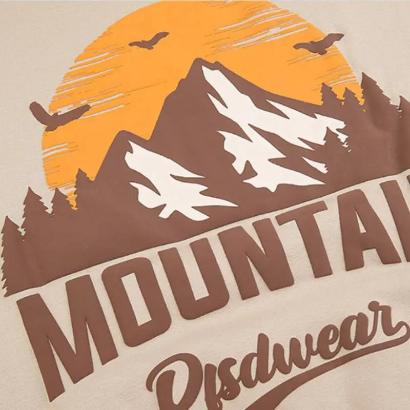 Mountain Foam Printing Loose Hoodie-5