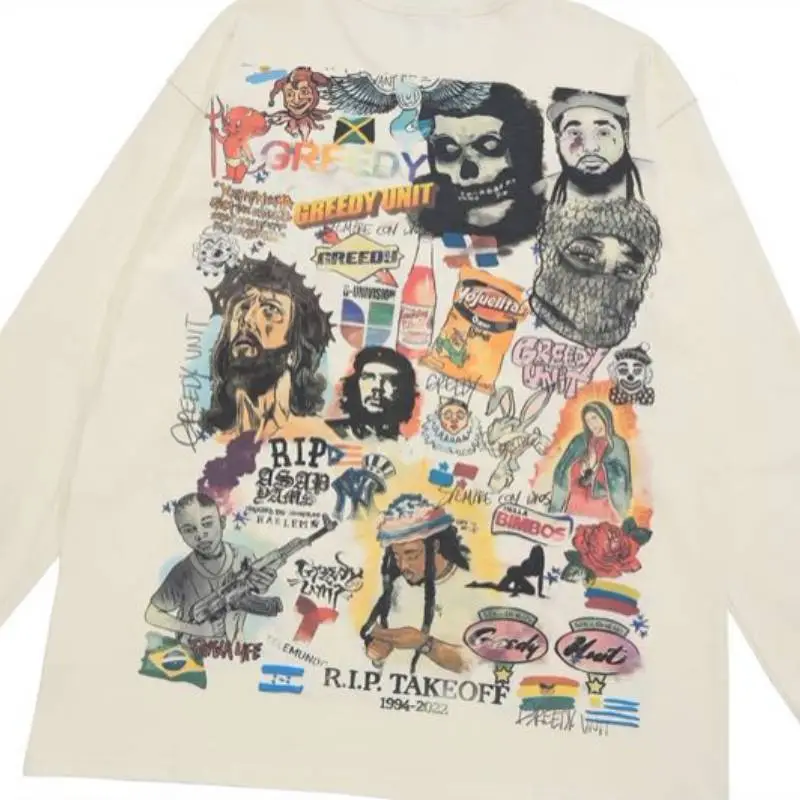 Oversize Graffiti Long Sleeved T Shirt-11