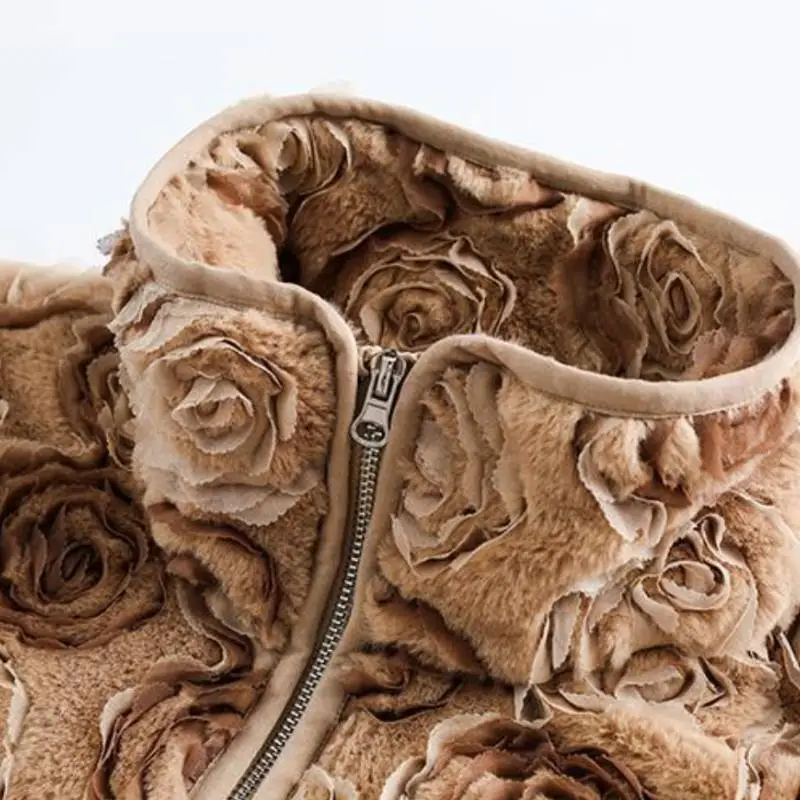 Oversized Rose Print Wool Coat-1