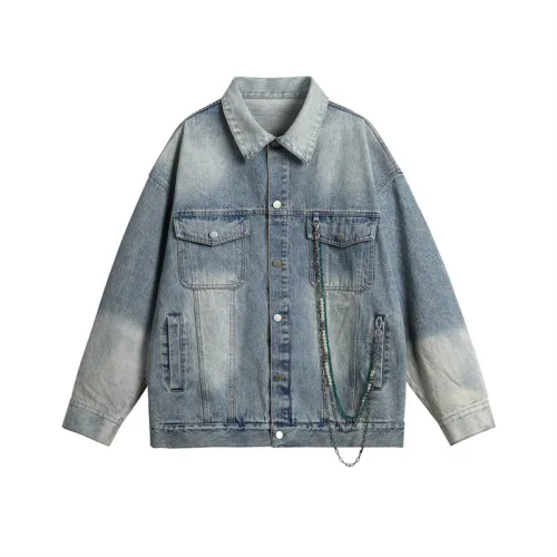 Niche Chain Decoration Loose Embroidered Denim Jacket