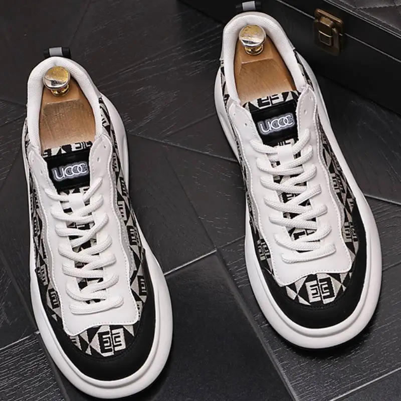 Retro Colorblock Printed Embroidered Trendy Shoes-1